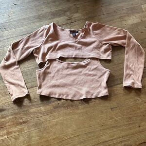 Victoria's Secret Blush Long Sleeve and Crop Top Two Piece Set - XL